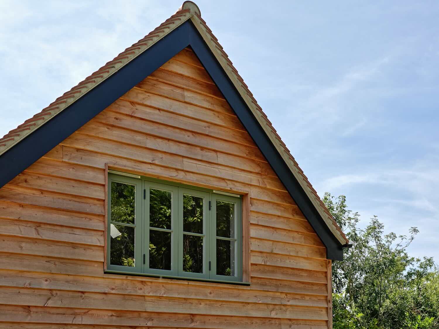 A new build house with new timber casement window